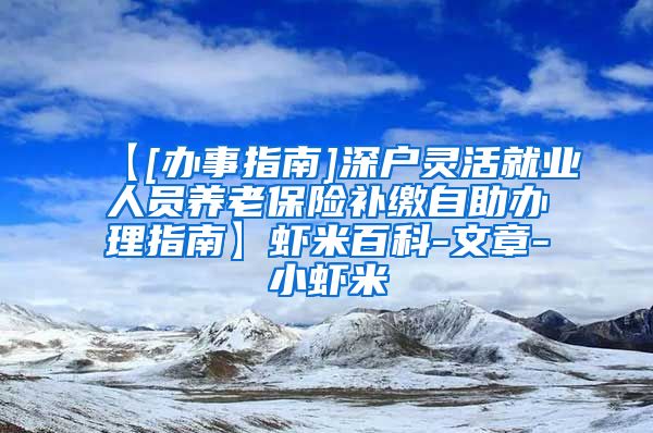 【[办事指南]深户灵活就业人员养老保险补缴自助办理指南】虾米百科-文章-小虾米