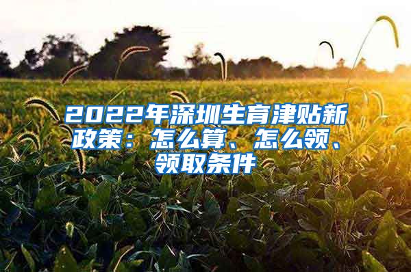 2022年深圳生育津贴新政策：怎么算、怎么领、领取条件