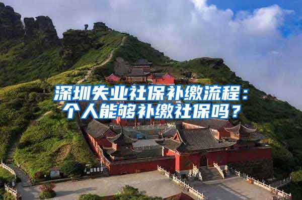 深圳失业社保补缴流程：个人能够补缴社保吗？