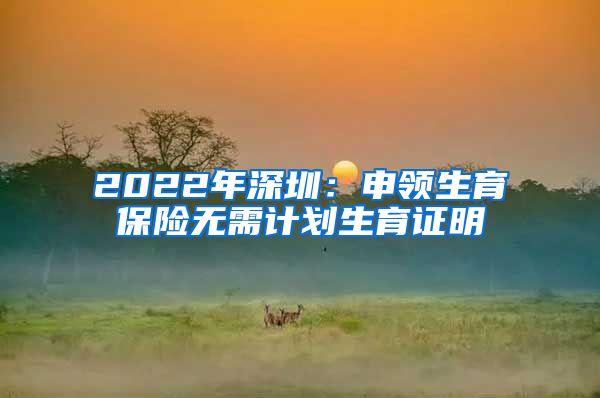 2022年深圳：申领生育保险无需计划生育证明