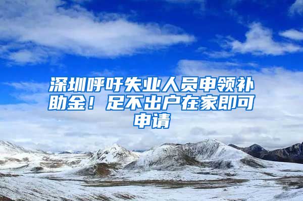 深圳呼吁失业人员申领补助金！足不出户在家即可申请