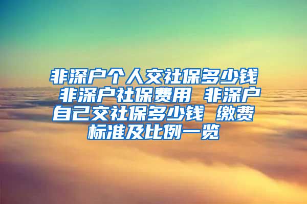 非深户个人交社保多少钱 非深户社保费用 非深户自己交社保多少钱 缴费标准及比例一览