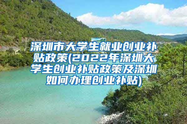 深圳市大学生就业创业补贴政策(2022年深圳大学生创业补贴政策及深圳如何办理创业补贴)