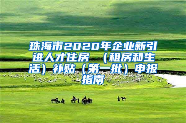 珠海市2020年企业新引进人才住房 （租房和生活）补贴（第一批）申报指南