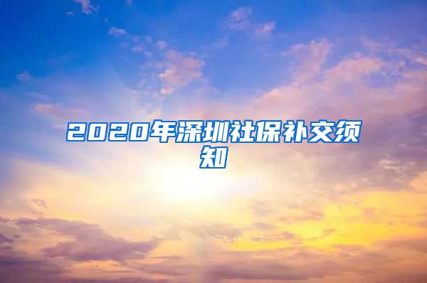 2020年深圳社保补交须知