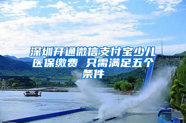 深圳开通微信支付宝少儿医保缴费 只需满足五个条件