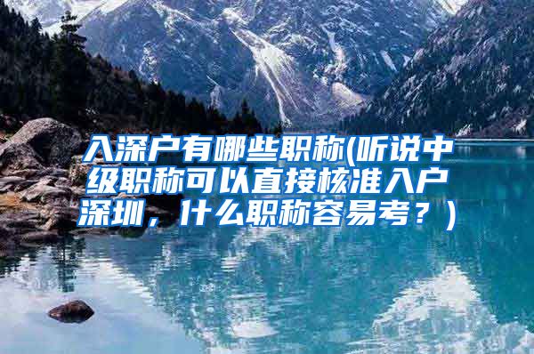 入深户有哪些职称(听说中级职称可以直接核准入户深圳，什么职称容易考？)