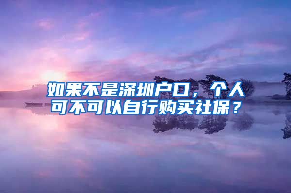 如果不是深圳户口，个人可不可以自行购买社保？