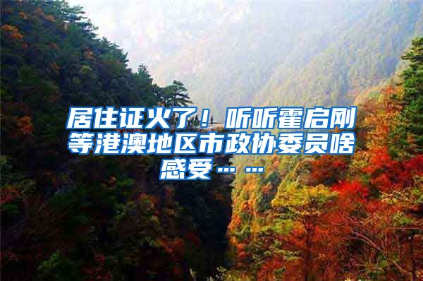 居住证火了！听听霍启刚等港澳地区市政协委员啥感受……