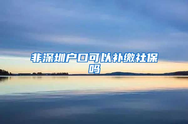 非深圳户口可以补缴社保吗