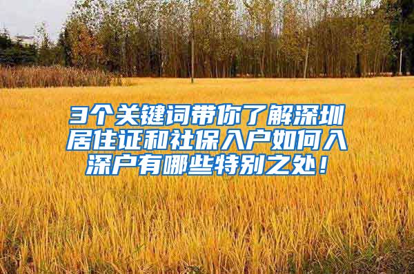 3个关键词带你了解深圳居住证和社保入户如何入深户有哪些特别之处！