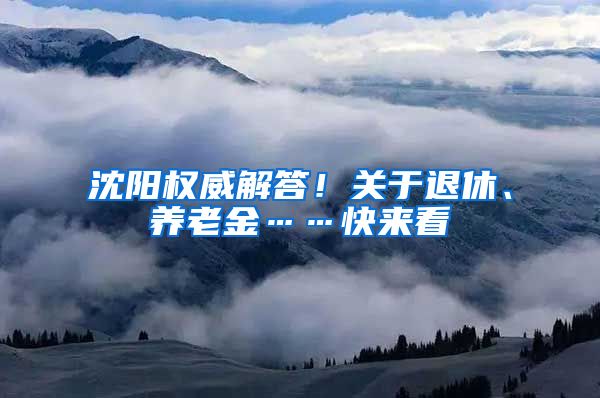 沈阳权威解答！关于退休、养老金……快来看