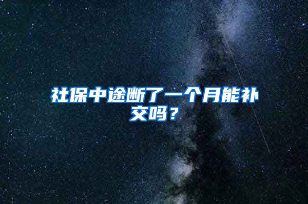 社保中途断了一个月能补交吗？