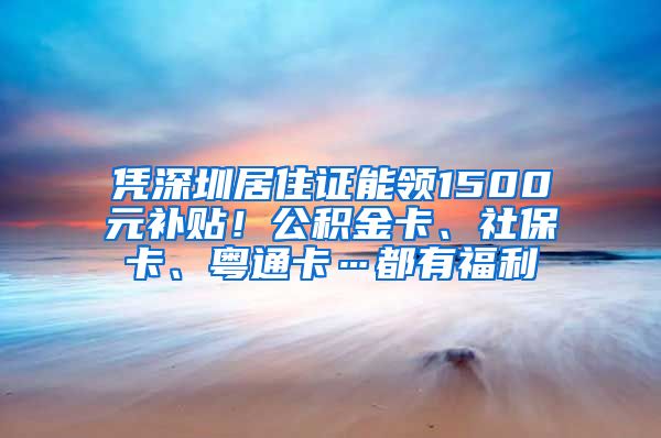 凭深圳居住证能领1500元补贴！公积金卡、社保卡、粤通卡…都有福利