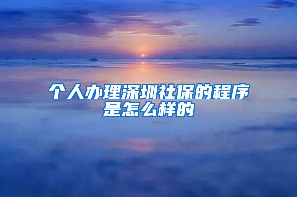 个人办理深圳社保的程序是怎么样的