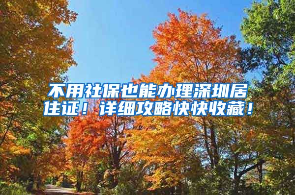 不用社保也能办理深圳居住证！详细攻略快快收藏！