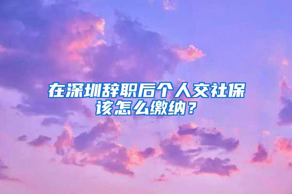 在深圳辞职后个人交社保该怎么缴纳？