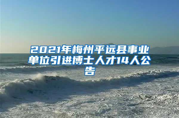 2021年梅州平远县事业单位引进博士人才14人公告