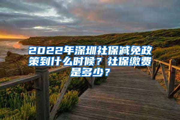 2022年深圳社保减免政策到什么时候？社保缴费是多少？