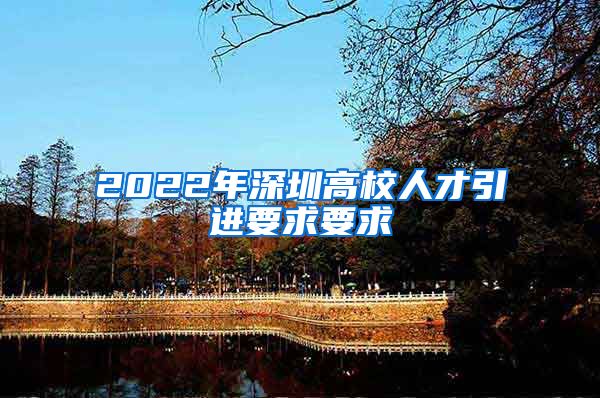 2022年深圳高校人才引进要求要求