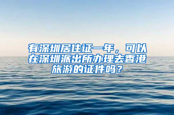 有深圳居住证一年，可以在深圳派出所办理去香港旅游的证件吗？