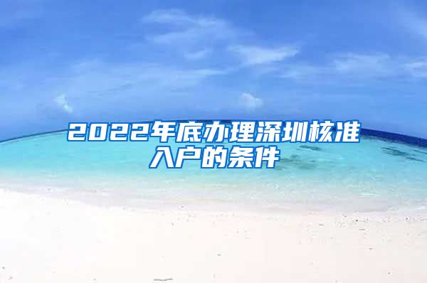 2022年底办理深圳核准入户的条件