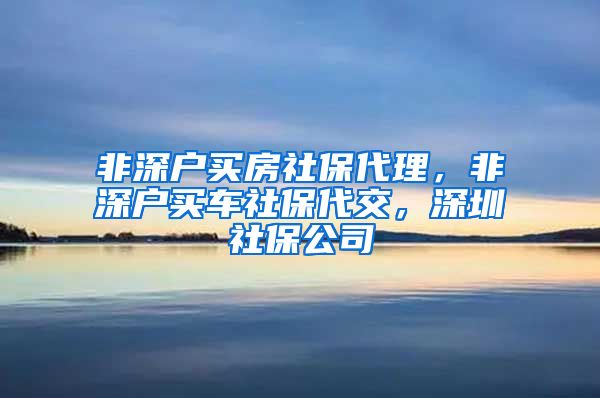 非深户买房社保代理，非深户买车社保代交，深圳社保公司