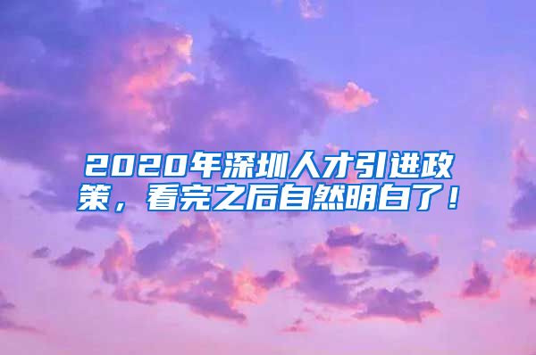 2020年深圳人才引进政策，看完之后自然明白了！