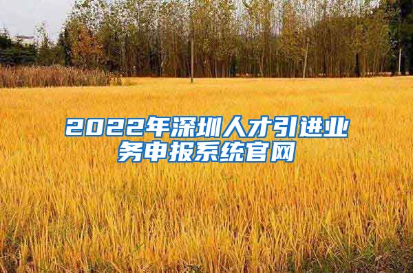 2022年深圳人才引进业务申报系统官网