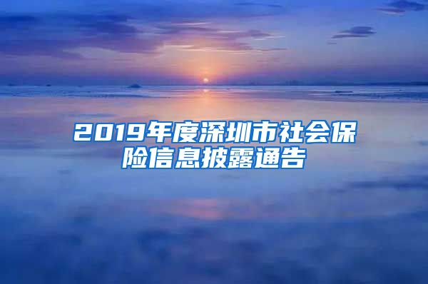 2019年度深圳市社会保险信息披露通告