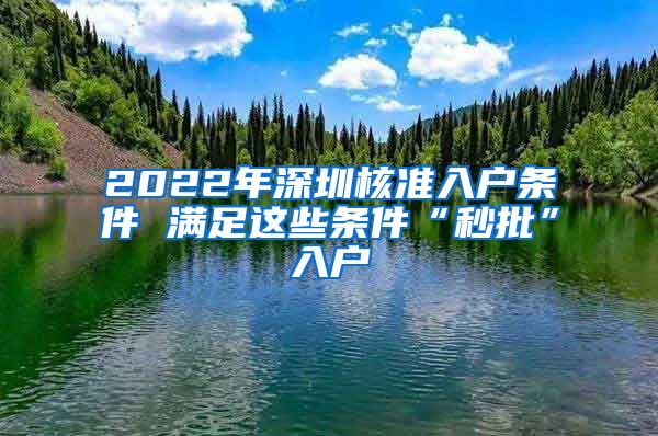 2022年深圳核准入户条件 满足这些条件“秒批”入户