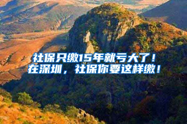 社保只缴15年就亏大了！在深圳，社保你要这样缴！