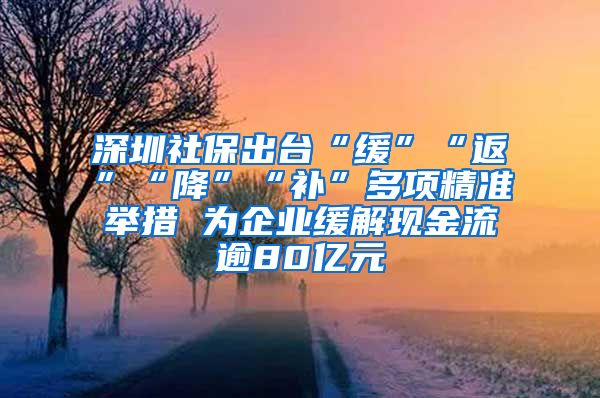 深圳社保出台“缓”“返”“降”“补”多项精准举措 为企业缓解现金流逾80亿元