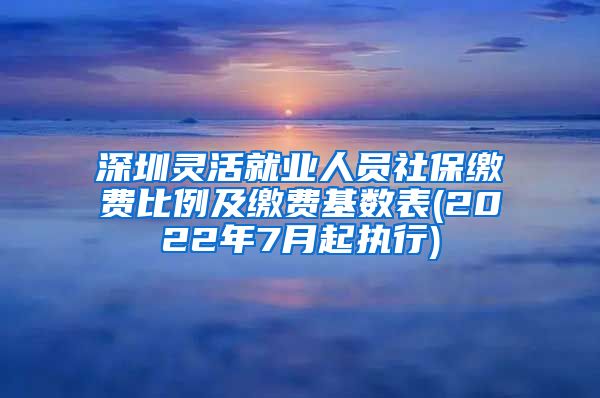 深圳灵活就业人员社保缴费比例及缴费基数表(2022年7月起执行)