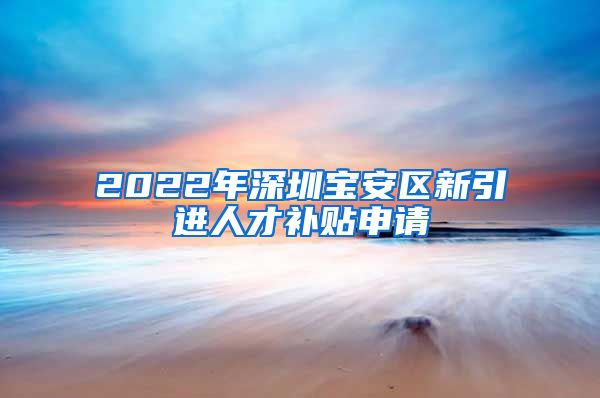 2022年深圳宝安区新引进人才补贴申请