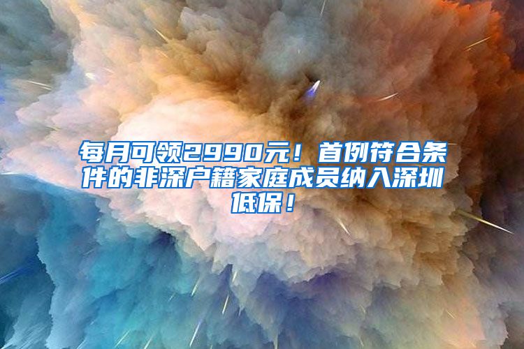 每月可领2990元！首例符合条件的非深户籍家庭成员纳入深圳低保！