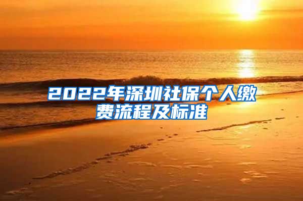 2022年深圳社保个人缴费流程及标准