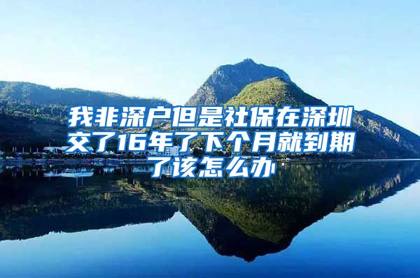 我非深户但是社保在深圳交了16年了下个月就到期了该怎么办