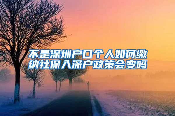 不是深圳户口个人如何缴纳社保入深户政策会变吗