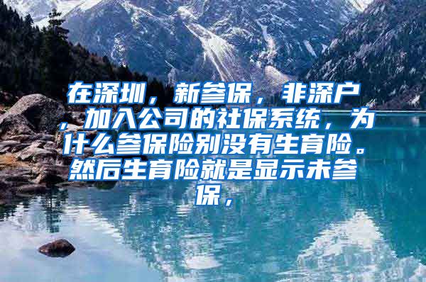 在深圳，新参保，非深户，加入公司的社保系统，为什么参保险别没有生育险。然后生育险就是显示未参保，