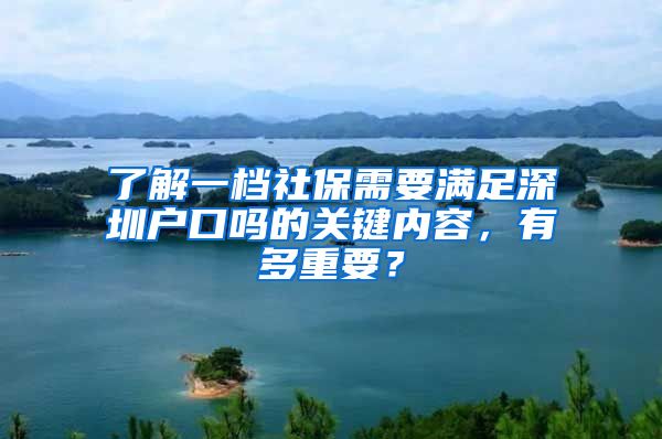 了解一档社保需要满足深圳户口吗的关键内容，有多重要？