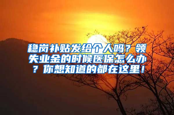 稳岗补贴发给个人吗？领失业金的时候医保怎么办？你想知道的都在这里！