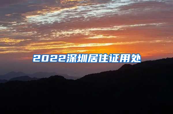 2022深圳居住证用处