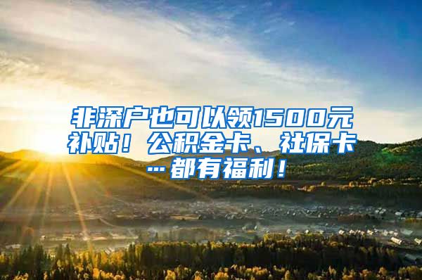 非深户也可以领1500元补贴！公积金卡、社保卡…都有福利！