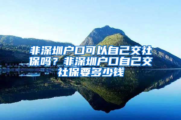 非深圳户口可以自己交社保吗？非深圳户口自己交社保要多少钱