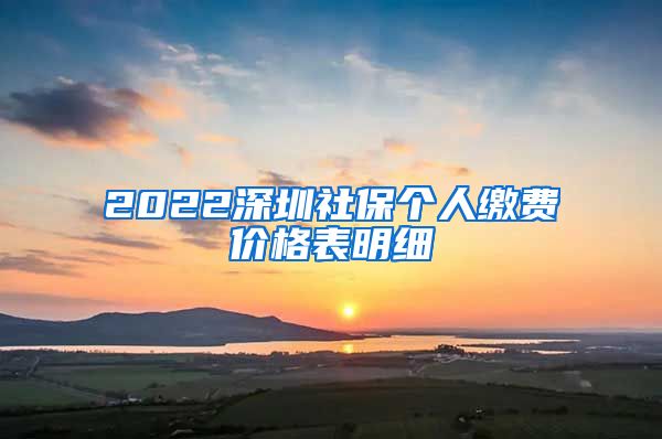 2022深圳社保个人缴费价格表明细