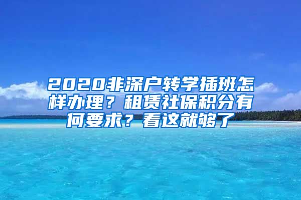 2020非深户转学插班怎样办理？租赁社保积分有何要求？看这就够了