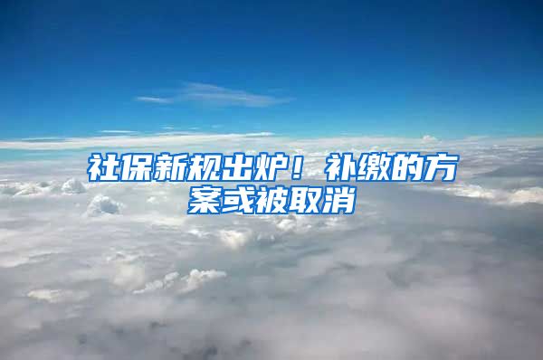 社保新规出炉！补缴的方案或被取消