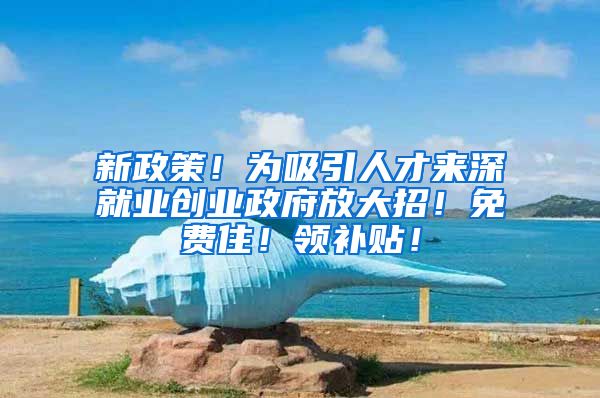 新政策！为吸引人才来深就业创业政府放大招！免费住！领补贴！