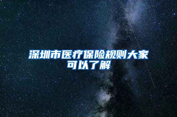 深圳市医疗保险规则大家可以了解